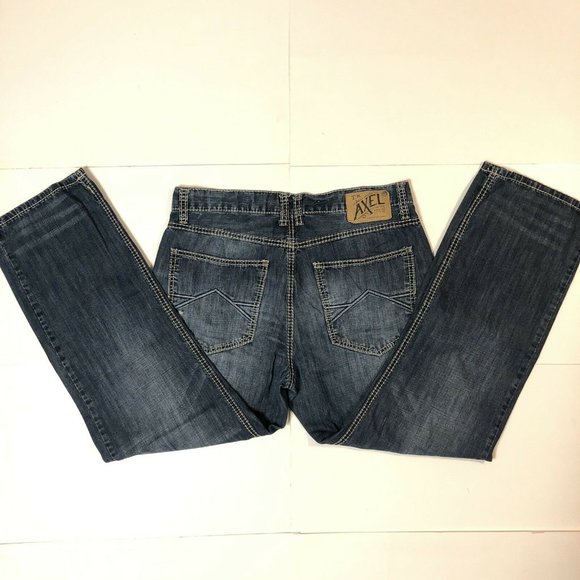 TK Axel Treadwell Relaxed Straight Men's Jeans, 34 x30, Blue-Medium Wash, Cotton - Picture 1 of 11